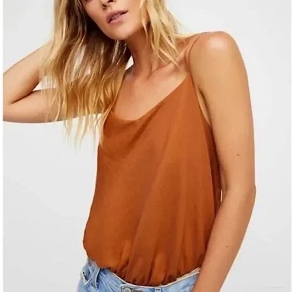 Free People Burnt Orange Tank Blouse Bodysuit SIZE M